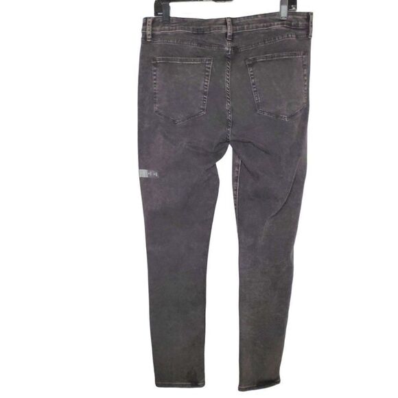 NEW a.n.a. Jeggings Distressed Black Denim Sz 14 Floral Embroidery Metal Dots - Picture 3 of 7